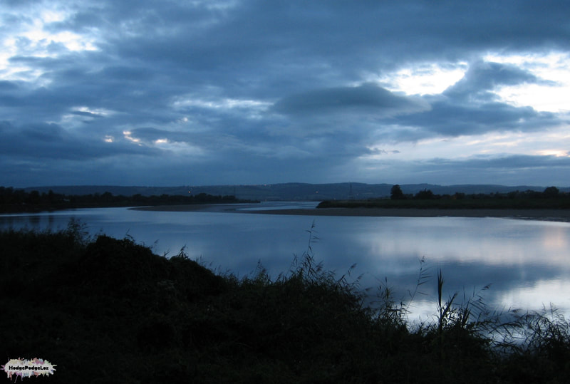 A photograph of the SEvern Valley taken at dusk while waiting for the Severn Bore