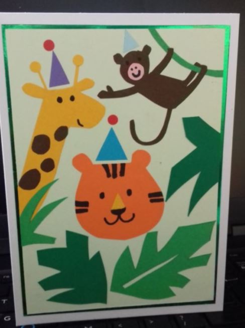 Handmade birthday card. 
Jungle animals