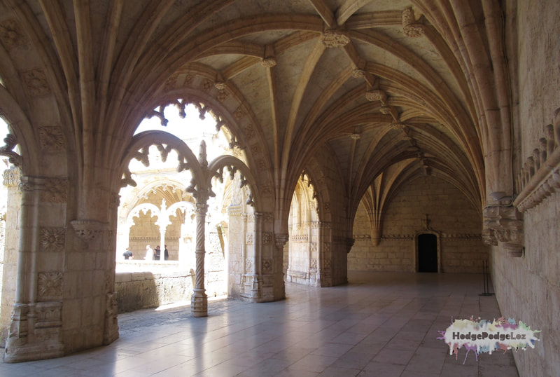 Photograph of the cloisters at Jerónimos Monastery. Belem, Lisbon, Portugal