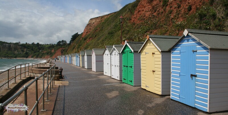 Photograph of beach huts in Seaton, Devon, England