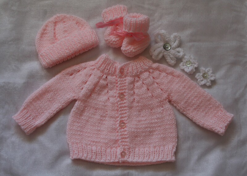 Newborn baby hand knitted gift set, available for sale on Etsy