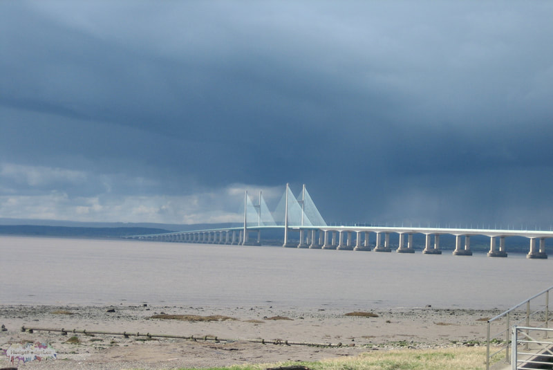 Photograph of SEcond Severn Crossing (Prince of Wales Crossing) taken from Severn Beach, England